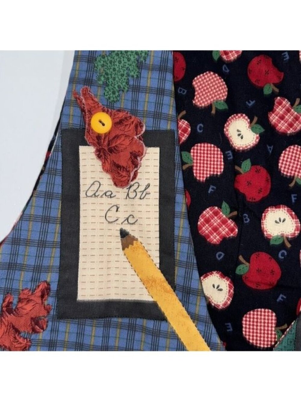 Vintage Apple & Alphabet Themed Patchwork Vest - Picture 4 of 10